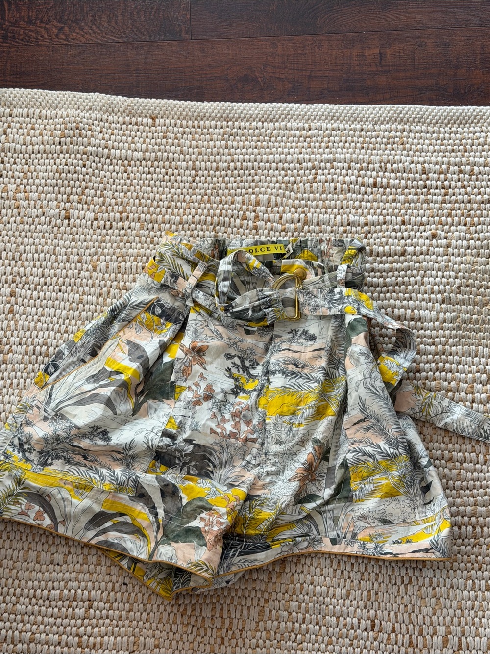 Dolce Vita High Waist Botanical Print Shorts in Yellow Multi